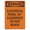 Signmission OSHA Warning Sign, 14" Height, Rigid Plastic, Electrical Panel 36 Clearance, Portrait OS-WS-P-1014-V-13129 - alternate 1